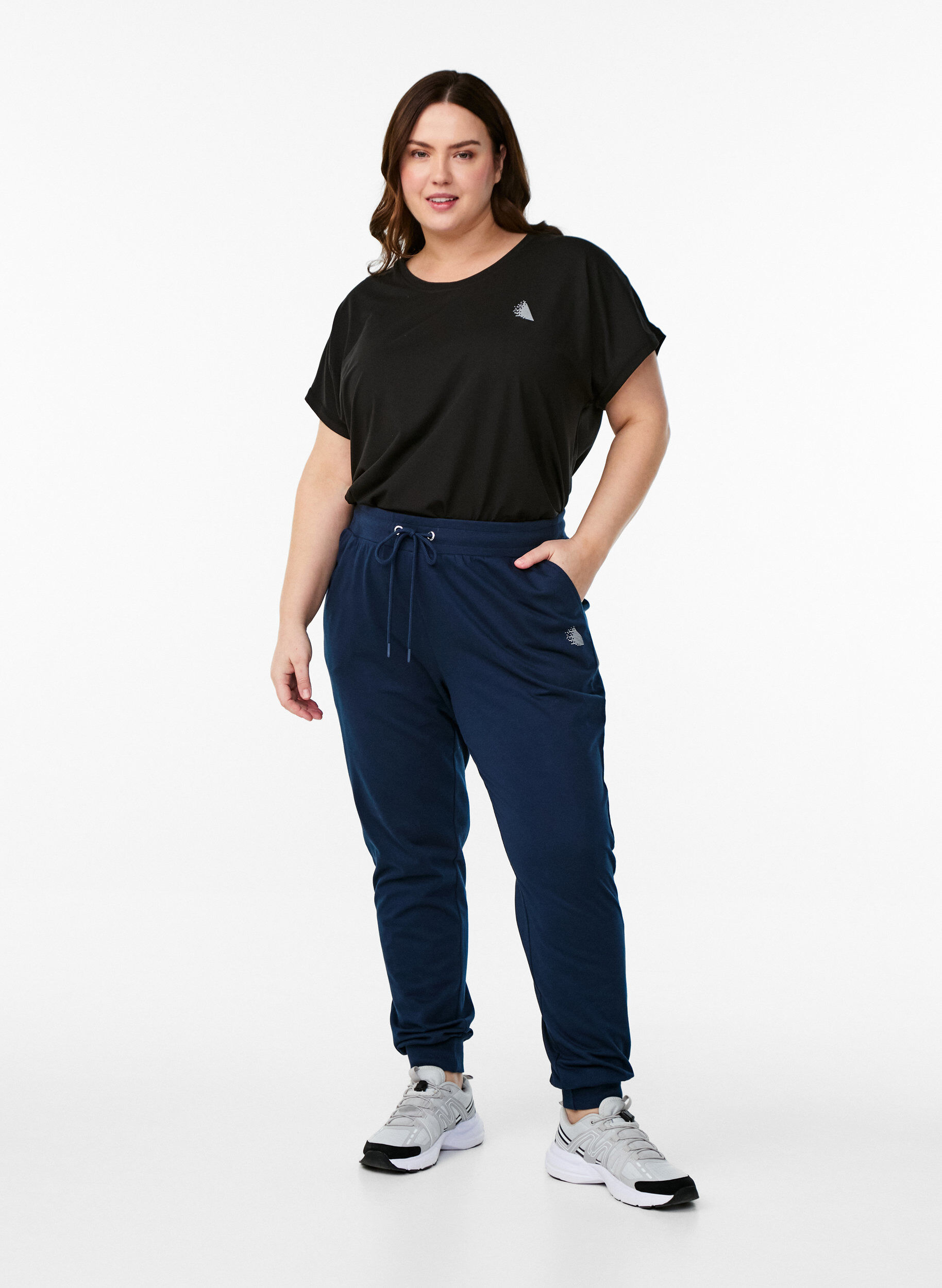 Zizzi Losse trainingsbroek met zakken, Blauw, Model image number 0