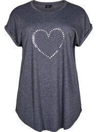 Nachtjapon met korte mouwen en tekstopdruk, 