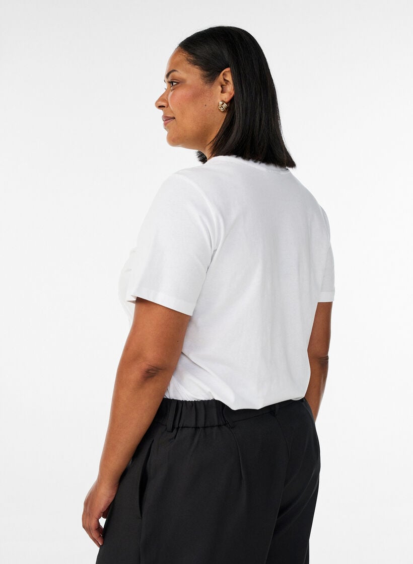 Katoenen T-shirt met print, Wit, Model image number 2