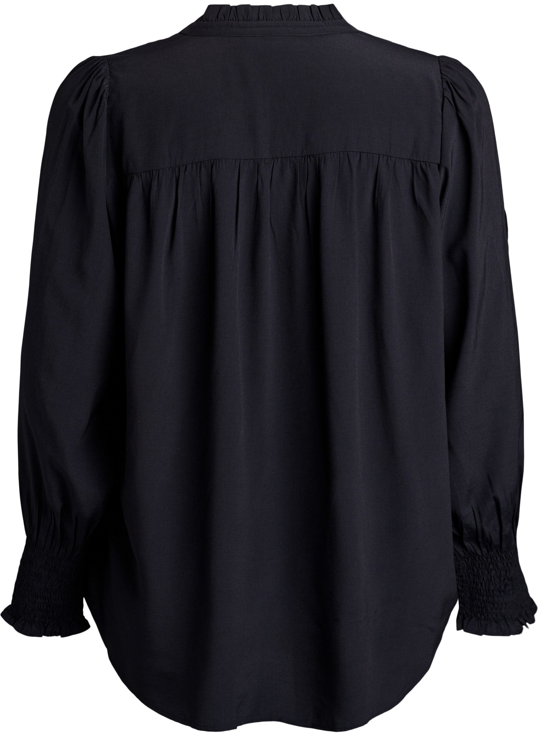 Zizzi Blouse met ruches kraag en plooien, Zwart, Packshot image number 1