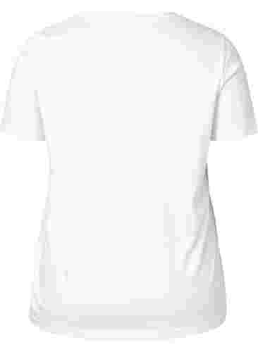 Katoenen t-shirt met ronde hals en opdruk, Bright White FACE, Packshot image number 1