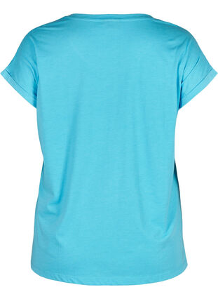 T-shirt met mix van katoen, RIVER BLUE Mel., Packshot image number 1