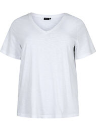 Basic t-shirt met korte mouwen en v-hals, Wit