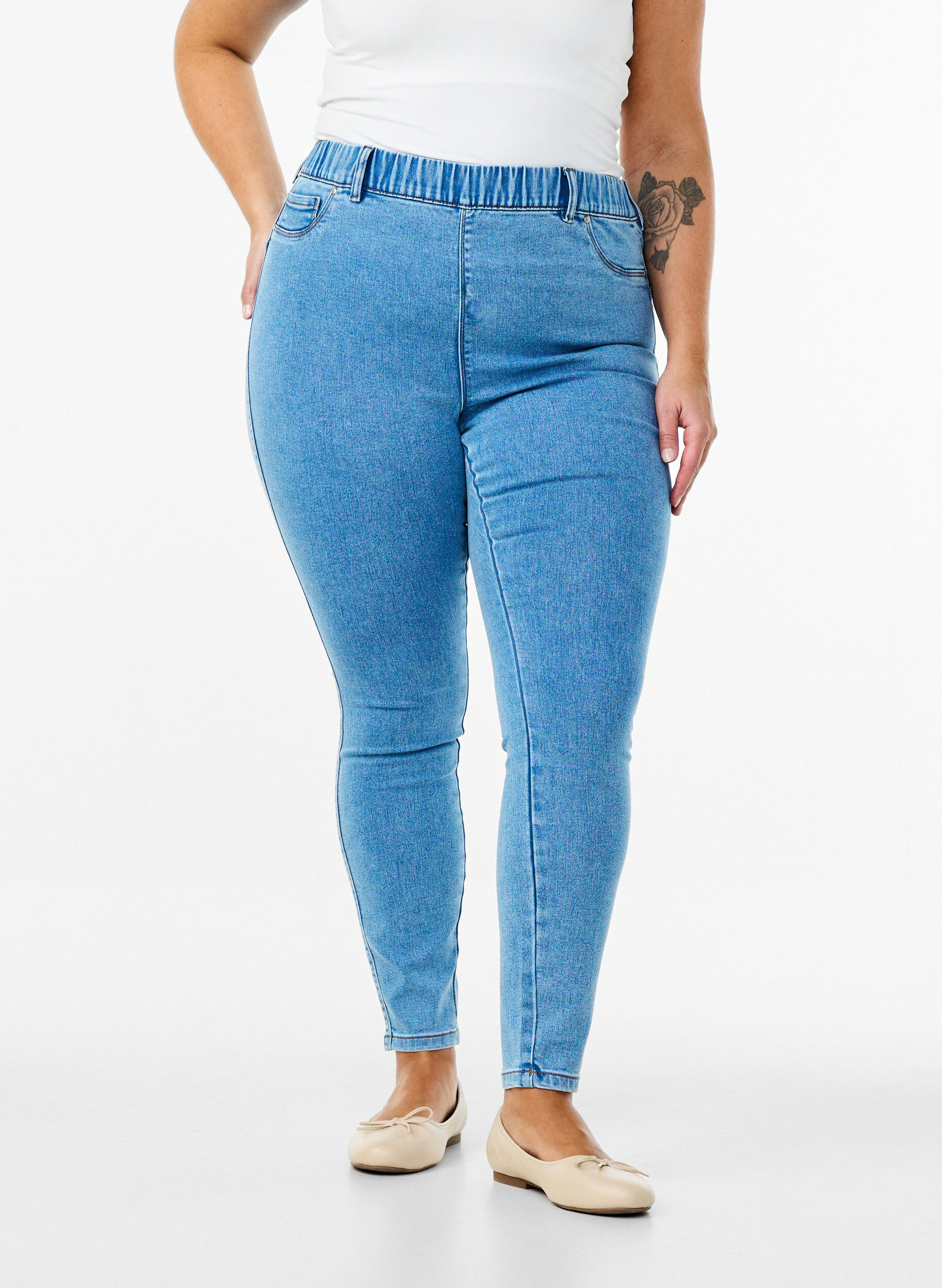 Zizzi Jeggings met hoge taille, Blauw, Model image number 2