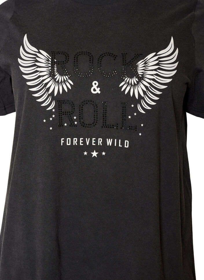 T-shirt van biologisch katoen met print, Zwart, Packshot image number 2
