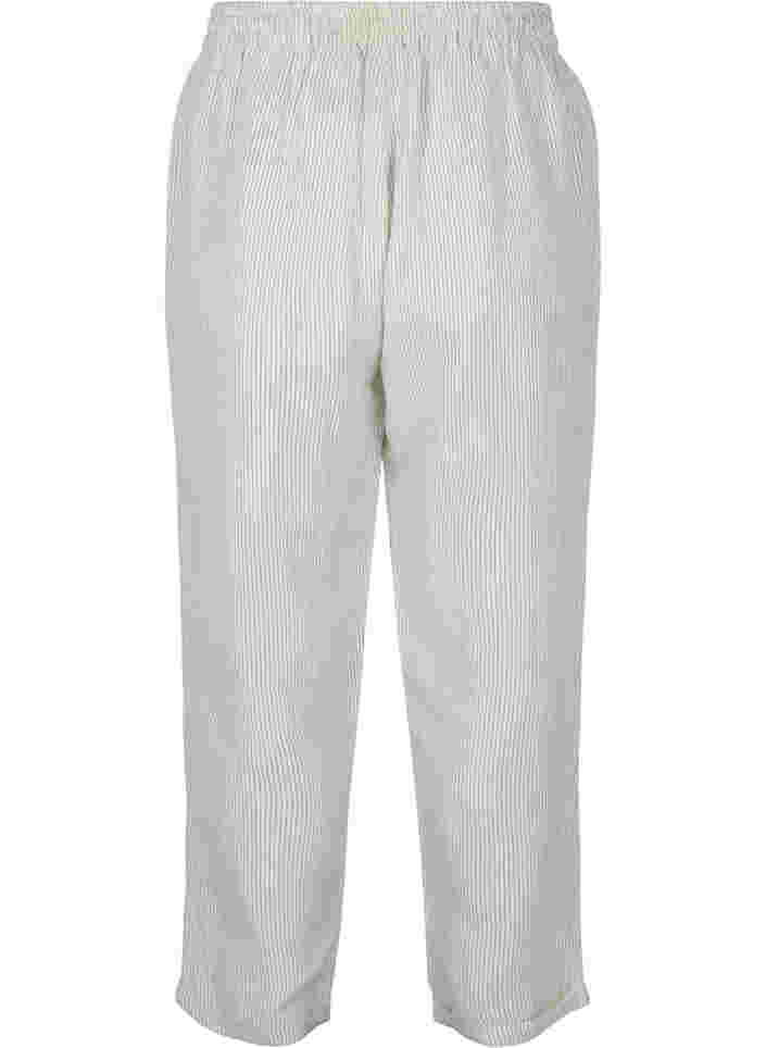 Cropped broek met streepjes, White Stripe, Packshot image number 1