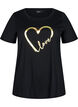 Katoenen T-shirt met motief, Black w. Gold Love, Packshot image number 0