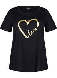 Katoenen T-shirt met motief, Black w. Gold Love