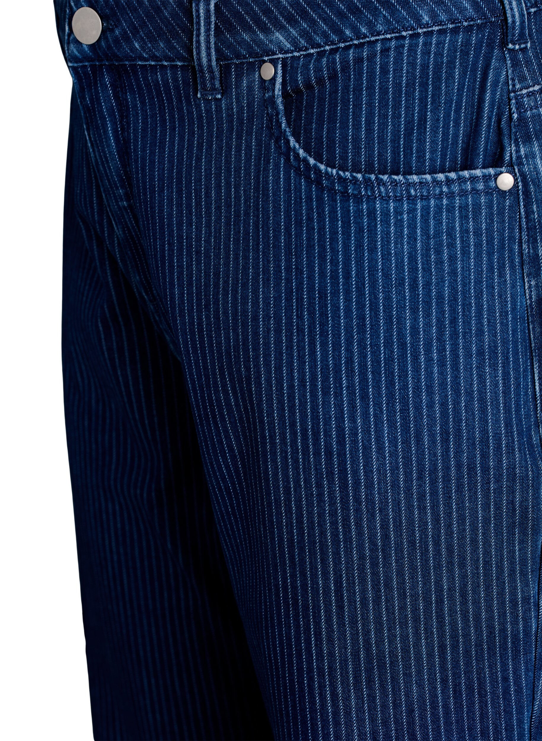 Zizzi Gestreepte jeans met een rechte pasvorm, Blauw, Packshot image number 2