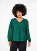 Lange mouwen blouse met patroon en V-hals, Rain Forest, Model image number 0