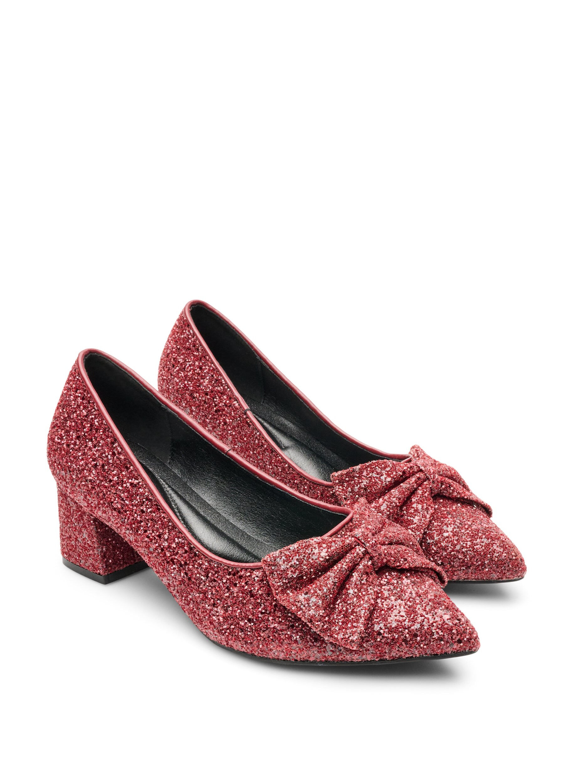 ZizziGlitterschoen met strik, Rood, Packshot image number 1