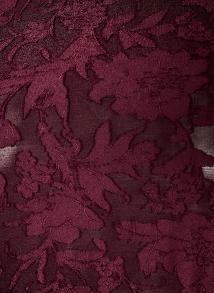 Doorschijnende blouse met bloemenstructuur en lange mouwen, Rood, Packshot image number 2