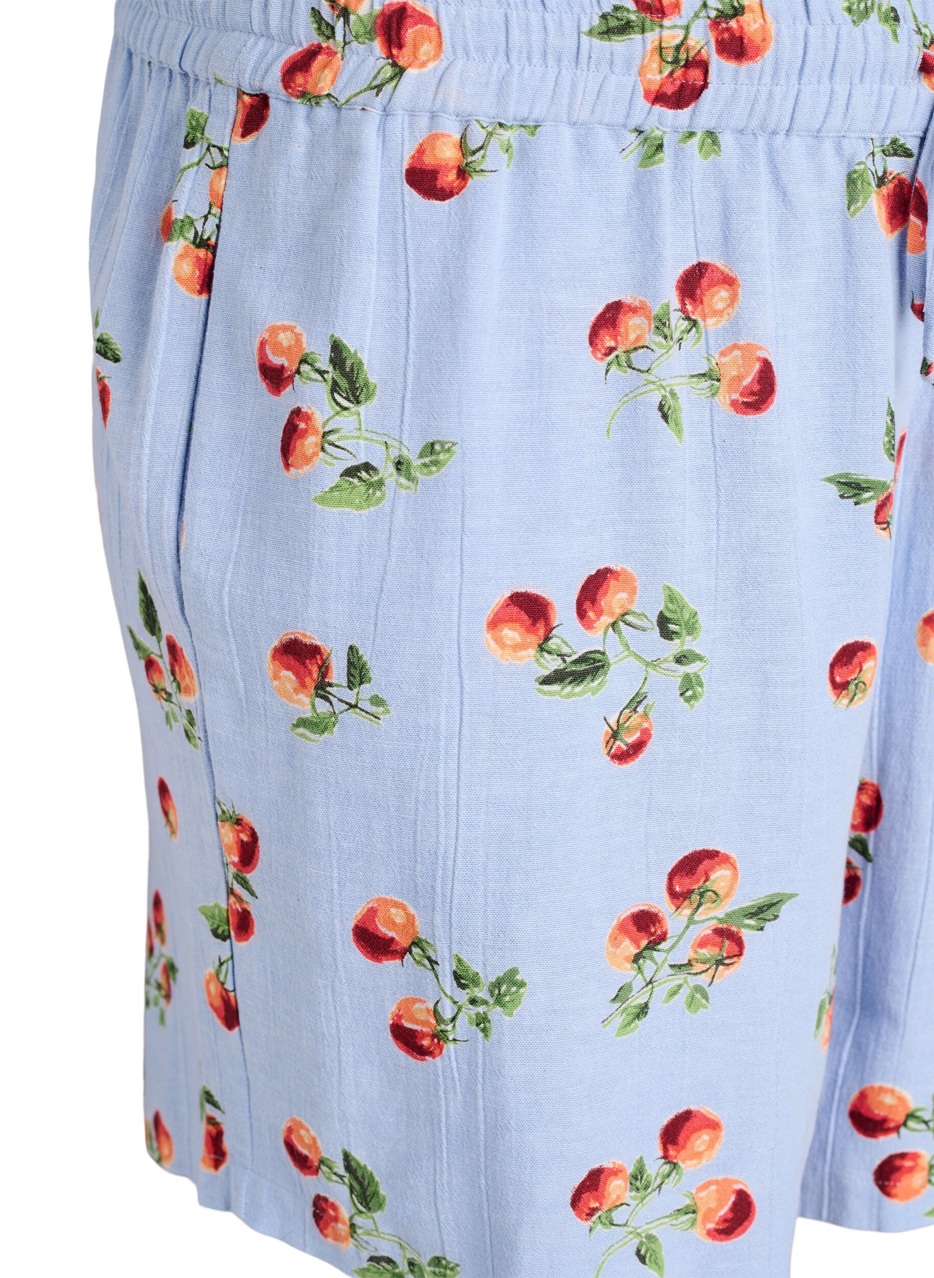 ZizziKatoenen shorts met een tomatenprint en hoge taille, Blauw, Packshot image number 2