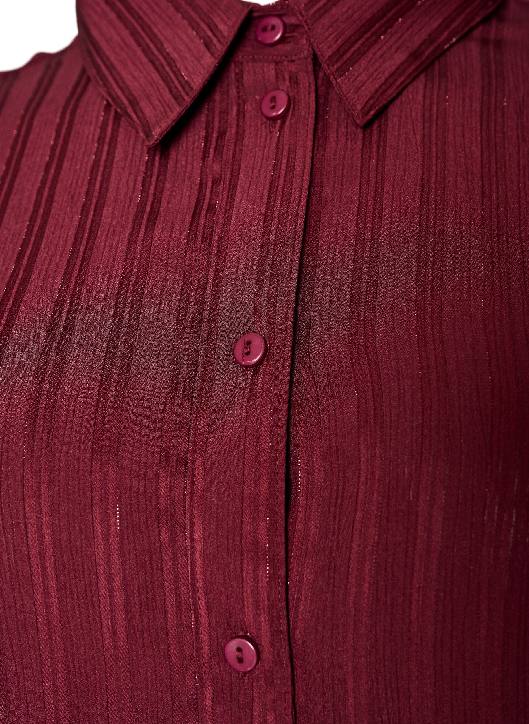 ZizziShirt met gestructureerde strepen en glitterdraden, Rood, Packshot image number 2