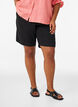 Shorts met hoge taille in linnen en viscose, Zwart, Model image number 3