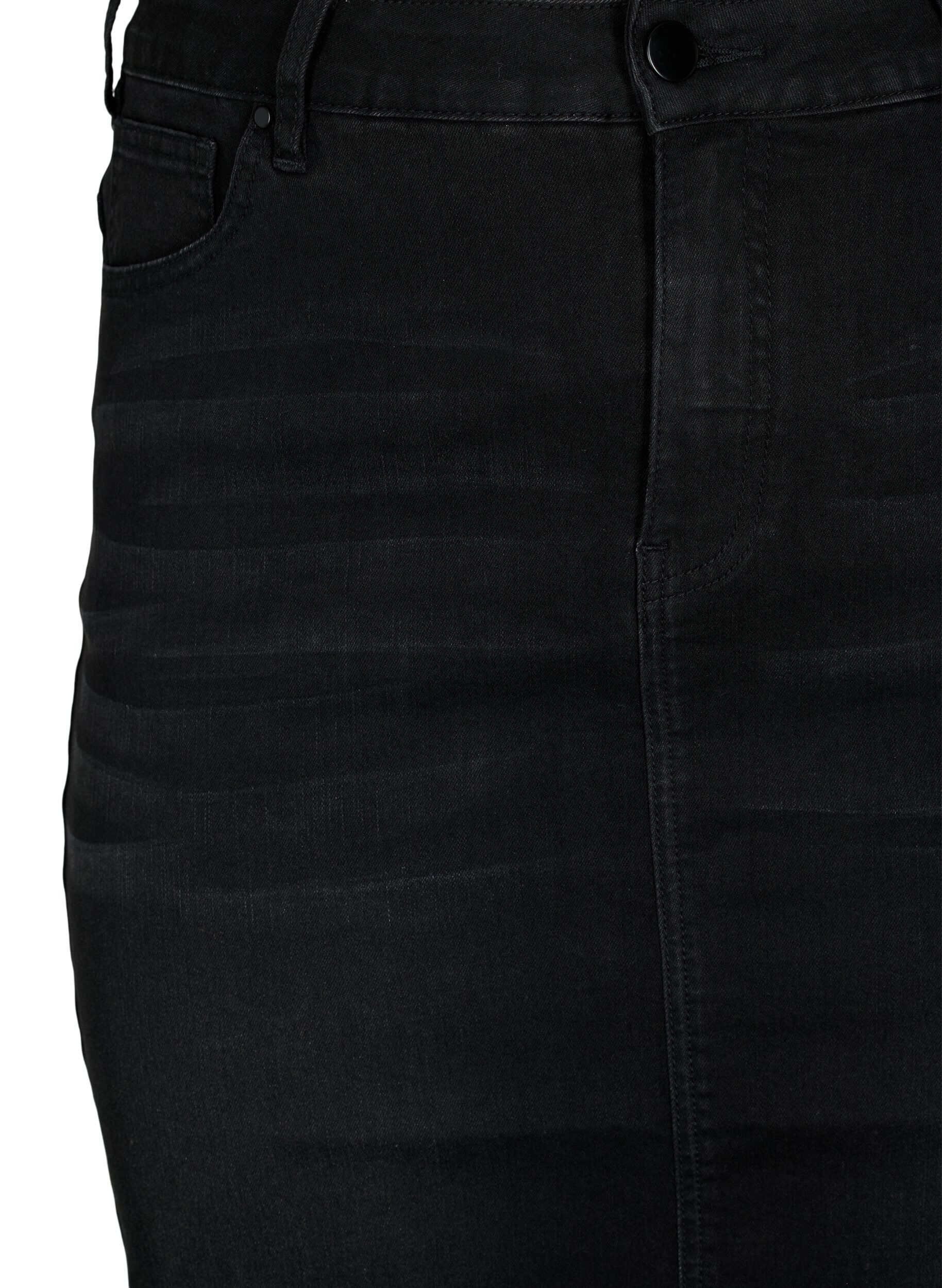 Zizzi Denim midi-rok met split, Zwart, Packshot image number 2