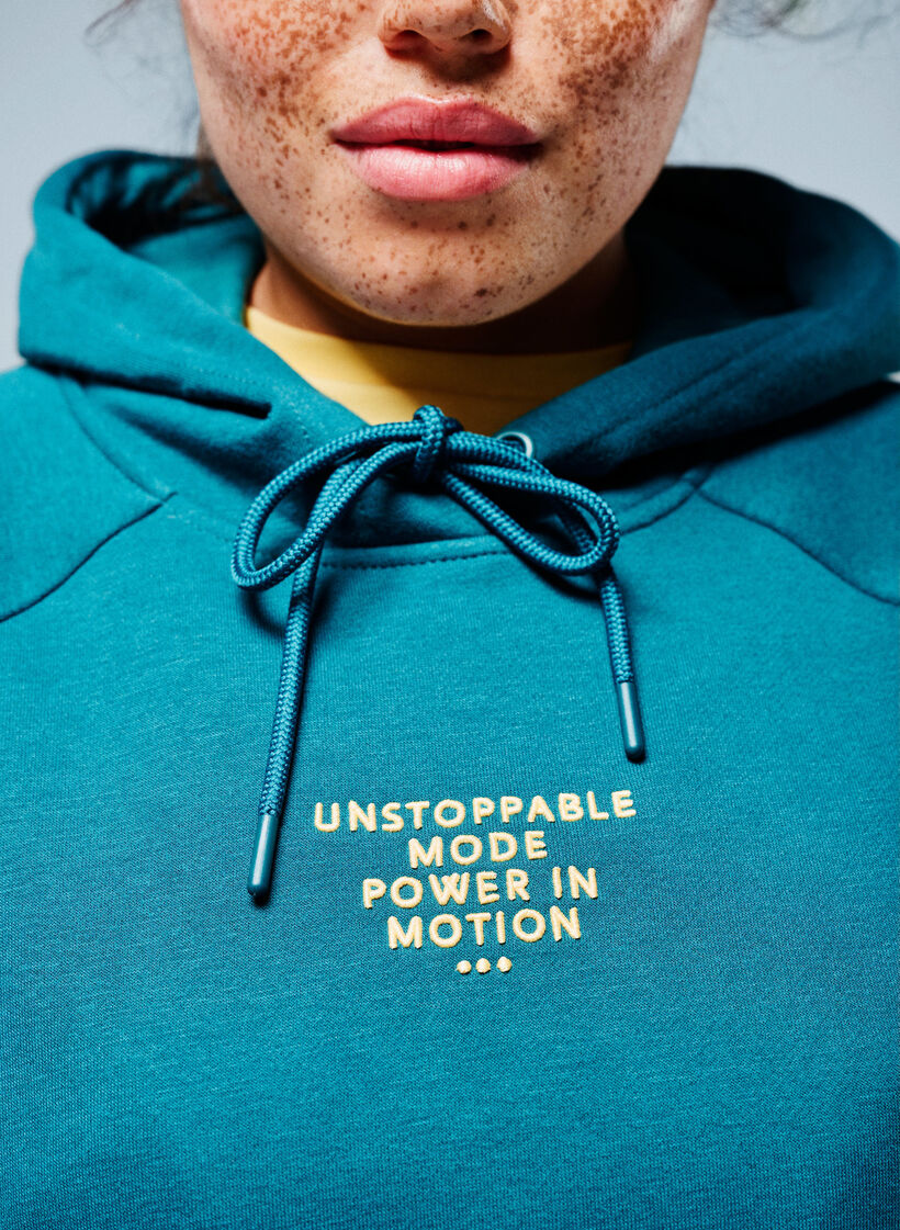 Hoodie met geborduurd frontmotief, Groen, Image image number 0