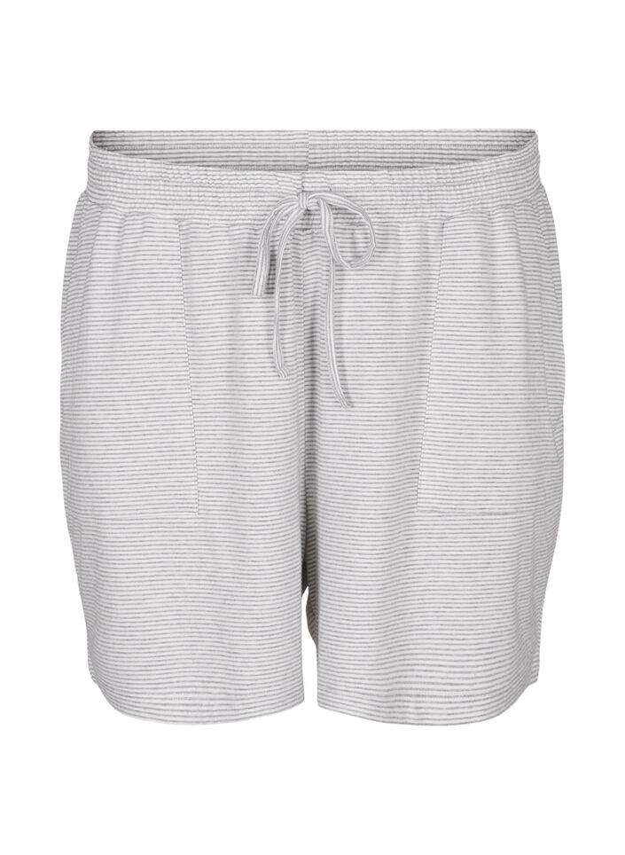Gestreepte pyjamashorts met hoge taille, LGM Stripe, Packshot image number 0