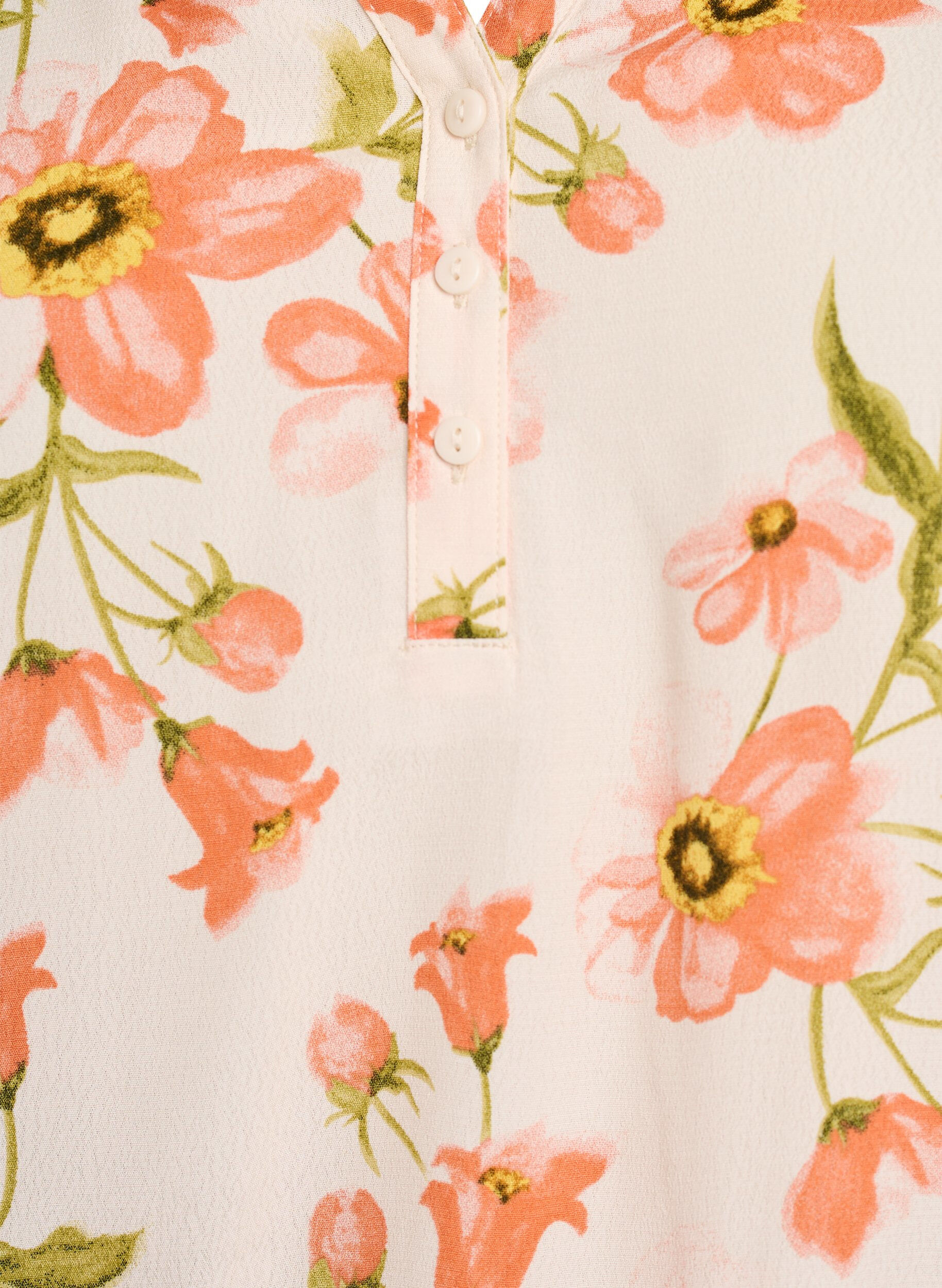 Zizzi Viscose blouse met bloemenprint en korte mouwen, Vanilla, Packshot image number 2