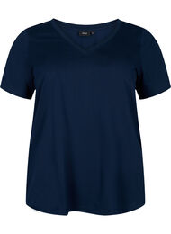 T-shirt met korte mouwen en V-hals, Blauw