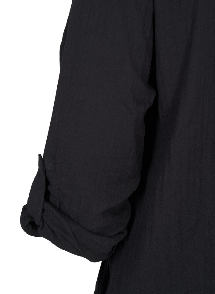 Katoenen blouse met broderie anglaise en 3/4 mouwen, Black, Packshot image number 3