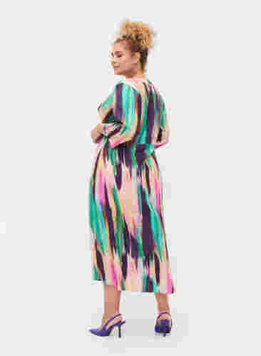 Midi-jurk met print en 3/4 mouwen, Purple AOP, Model image number 1