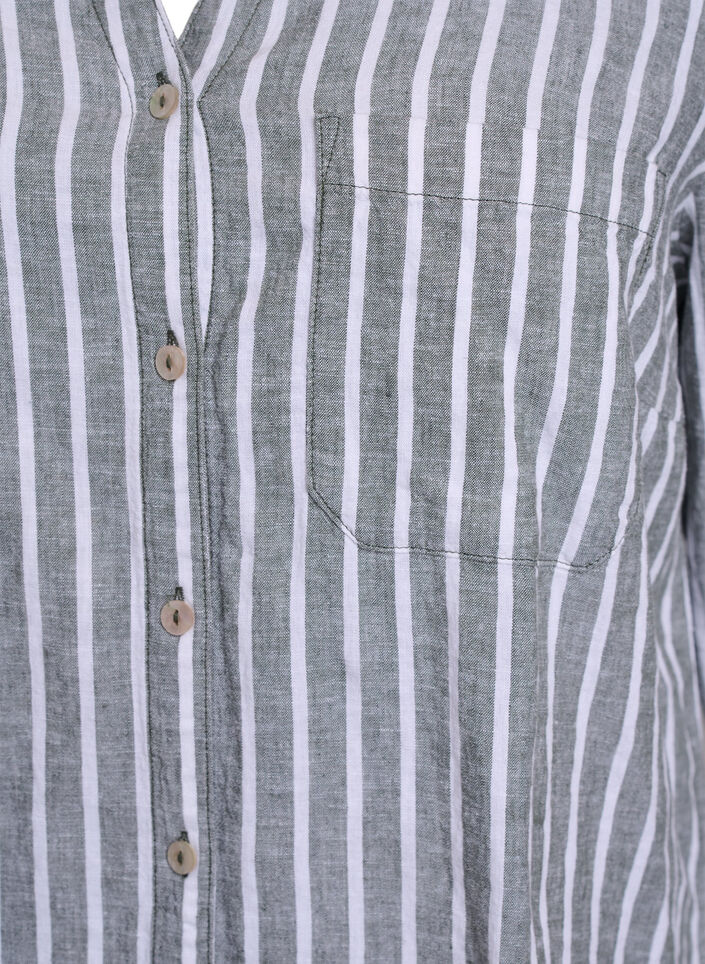 Linnen en viscose shirt met 3/4 mouwen, Groen, Packshot image number 2