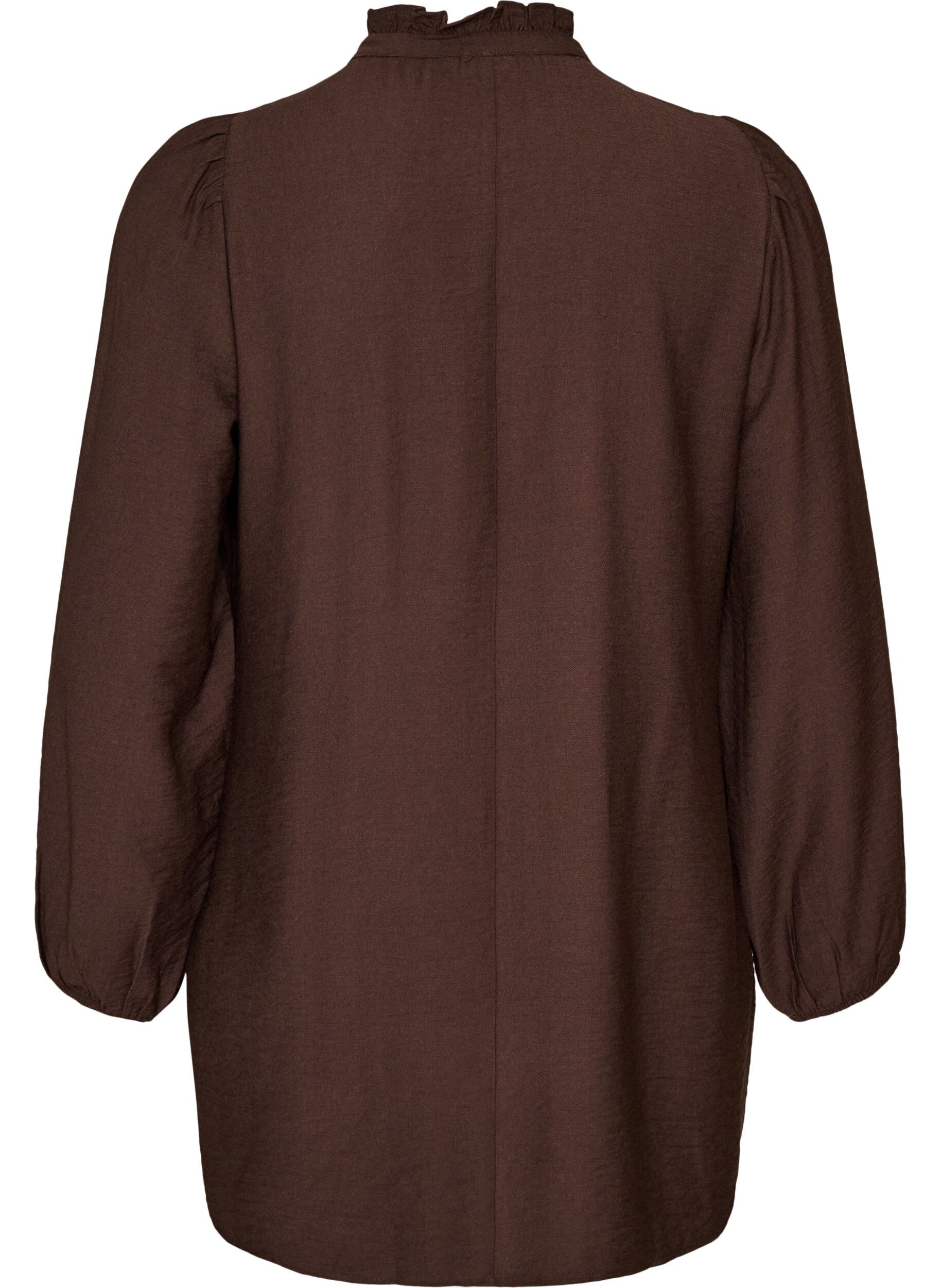 ZizziViscose tuniek met ruches en knopen, Bruin, Packshot image number 1