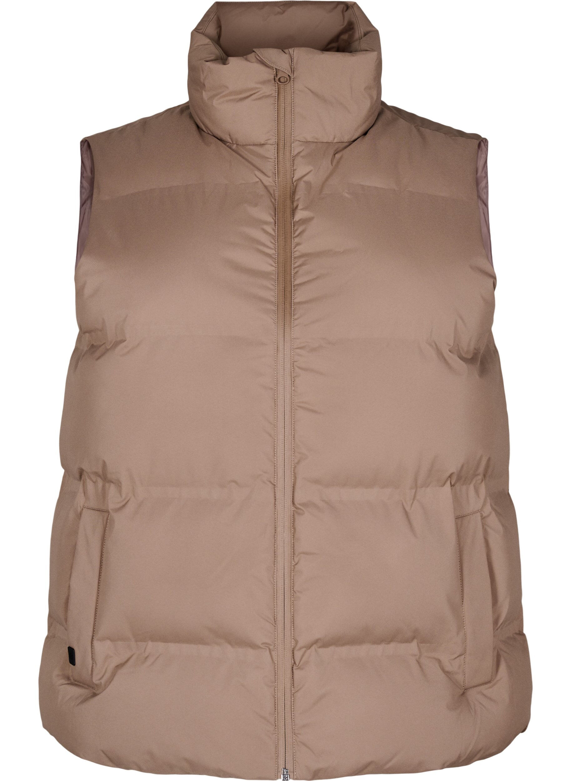 ZizziKorte puffer bodywarmer met hoge kraag, Bruin, Packshot image number 0
