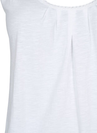 Katoenen top met kanten rand, Bright White, Packshot image number 2