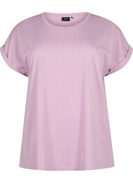 T-shirt met korte mouwen van katoenmix, Lavender Mist