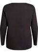 T-shirt met lange mouwen, V-hals en knopen, Zwart, Packshot image number 1