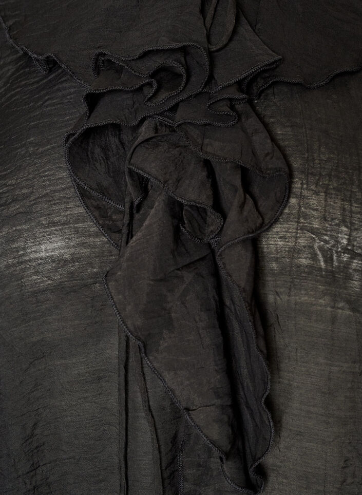 Viscose blouse met ruches en lange mouwen, Zwart, Packshot image number 2
