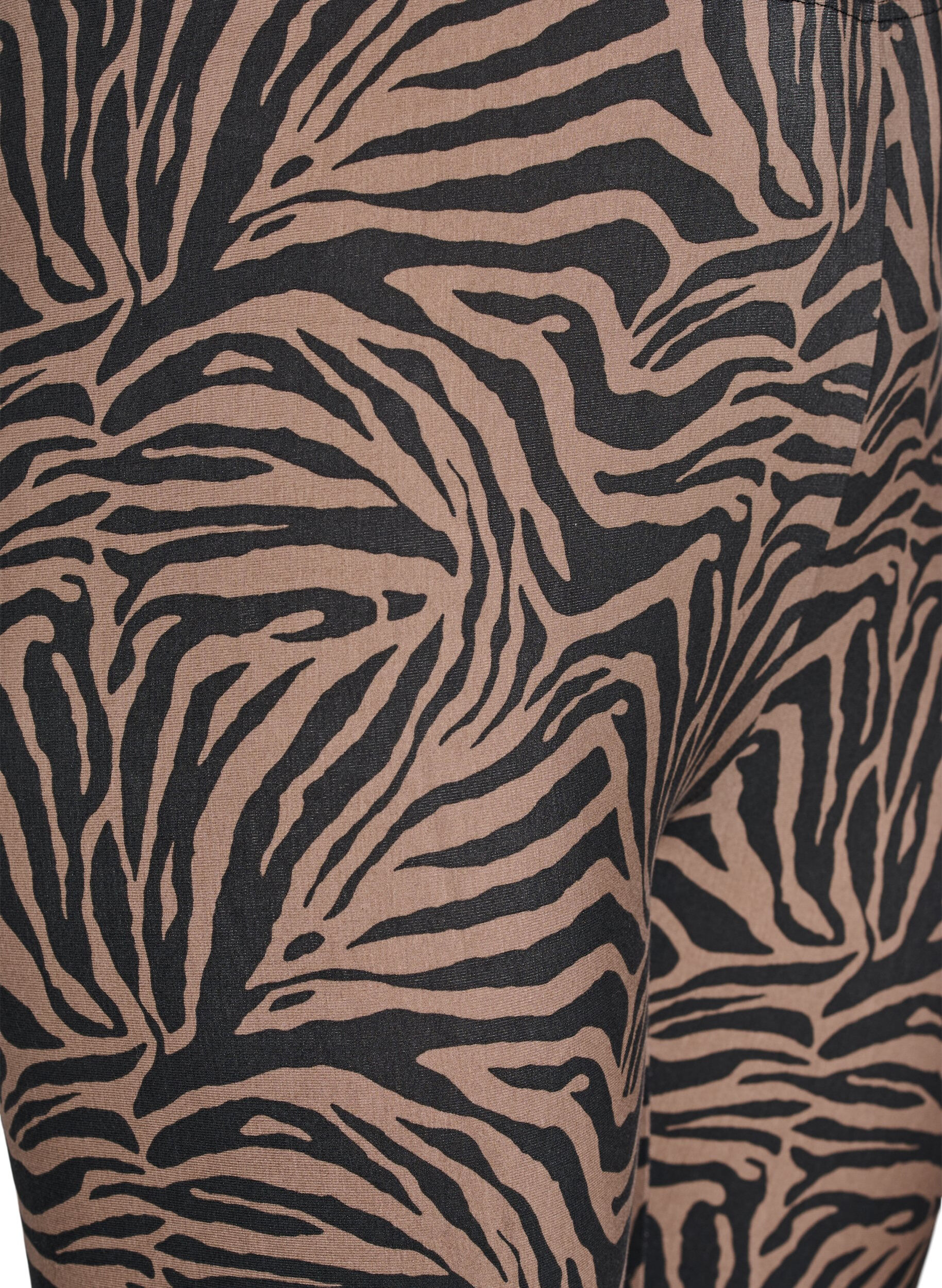 Zizzi Viscose leggings met zebraprint, Bruin, Packshot image number 2