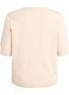 Fijngebreide blouse met korte mouwen, Beige, Packshot image number 1