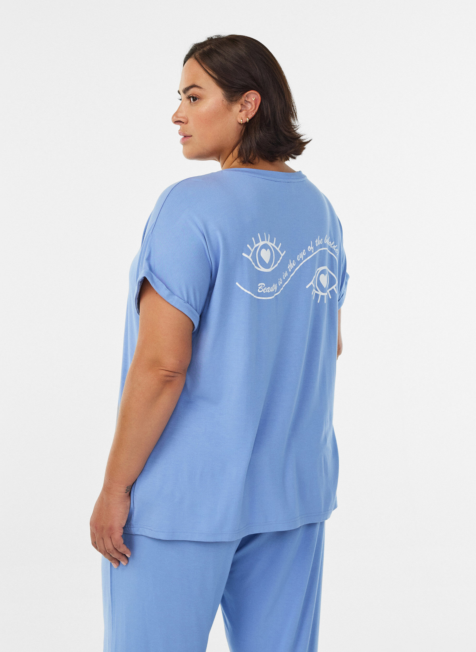 Zizzi Losse nacht T-shirt in viscose, Blauw, Model image number 2