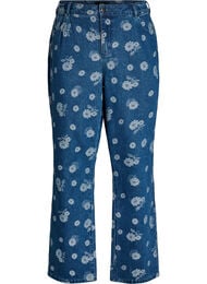 Gemma high-waist bloemen jeans, Blauw