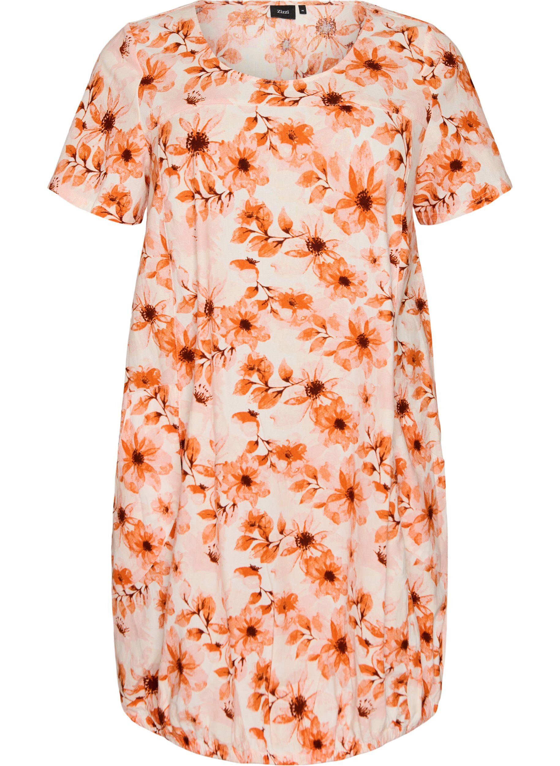 Katoenen jurk met korte mouwen en print