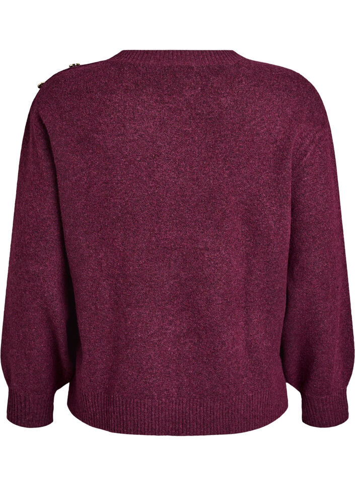 Breisel blouse met knoopdetail, Donker Bordeaux, Packshot image number 1