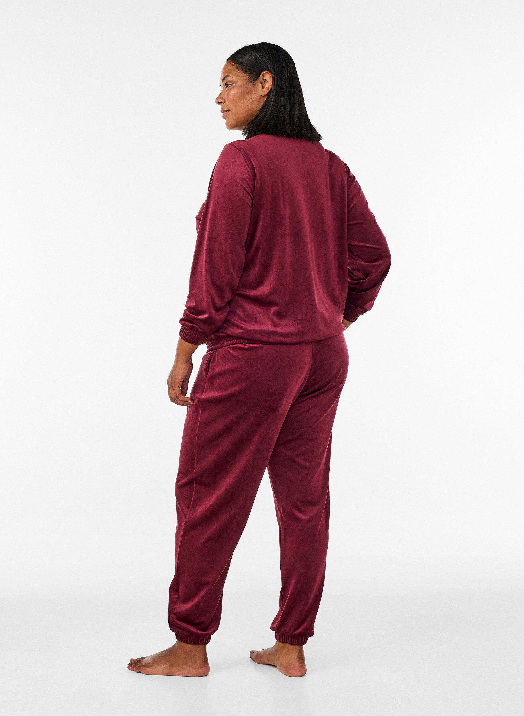 ZizziLosse velourbroek, Rood, Model image number 1