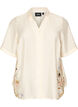 Blouse met ellebooglange mouwen en bloemenaccenten, Beige, Packshot image number 0