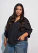 Blouse met balloneffect en chiffondetails, Zwart, Model image number 0