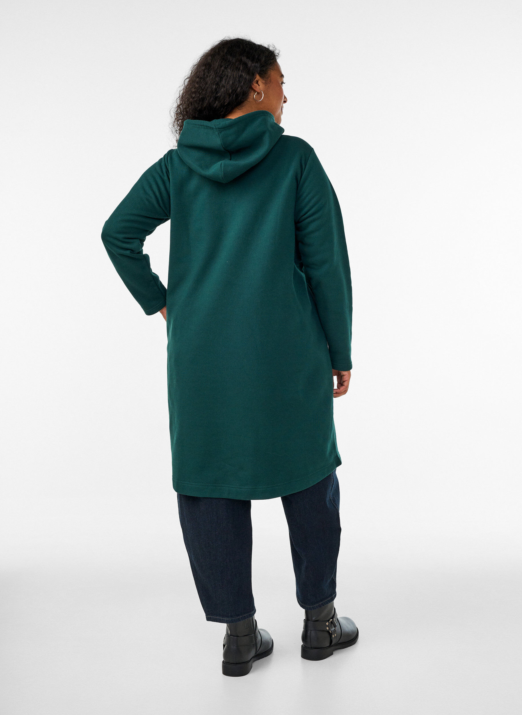 ZizziSweatshirt jurk met capuchon en zakken, 0648, Model image number 1