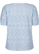 Blouse met korte mouwen en patroon met kant, Cashmere Blue, Packshot image number 1