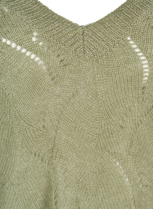 Gebreide blouse met patroon en wol, Sea Spray mel, Packshot image number 3