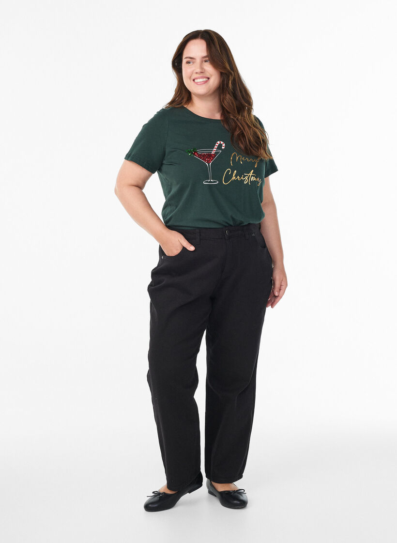 Kerst T-shirt van biologisch katoen, Groen, Model image number 1