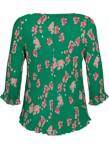 Geplooide blouse met 3/4 mouwen, Jolly Green Flower, Packshot image number 1