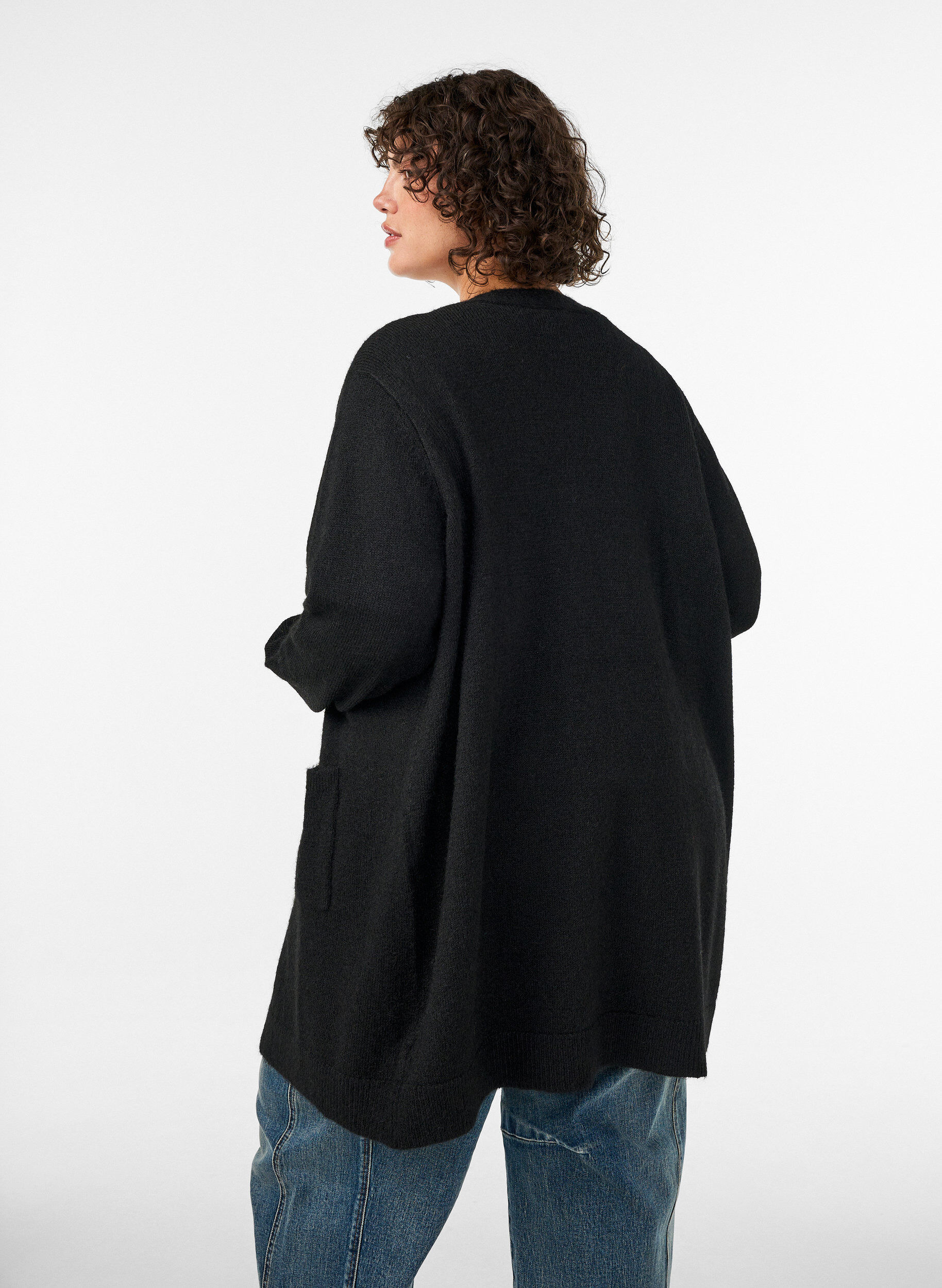 ZizziLang vest met zakken, Zwart, Model image number 2