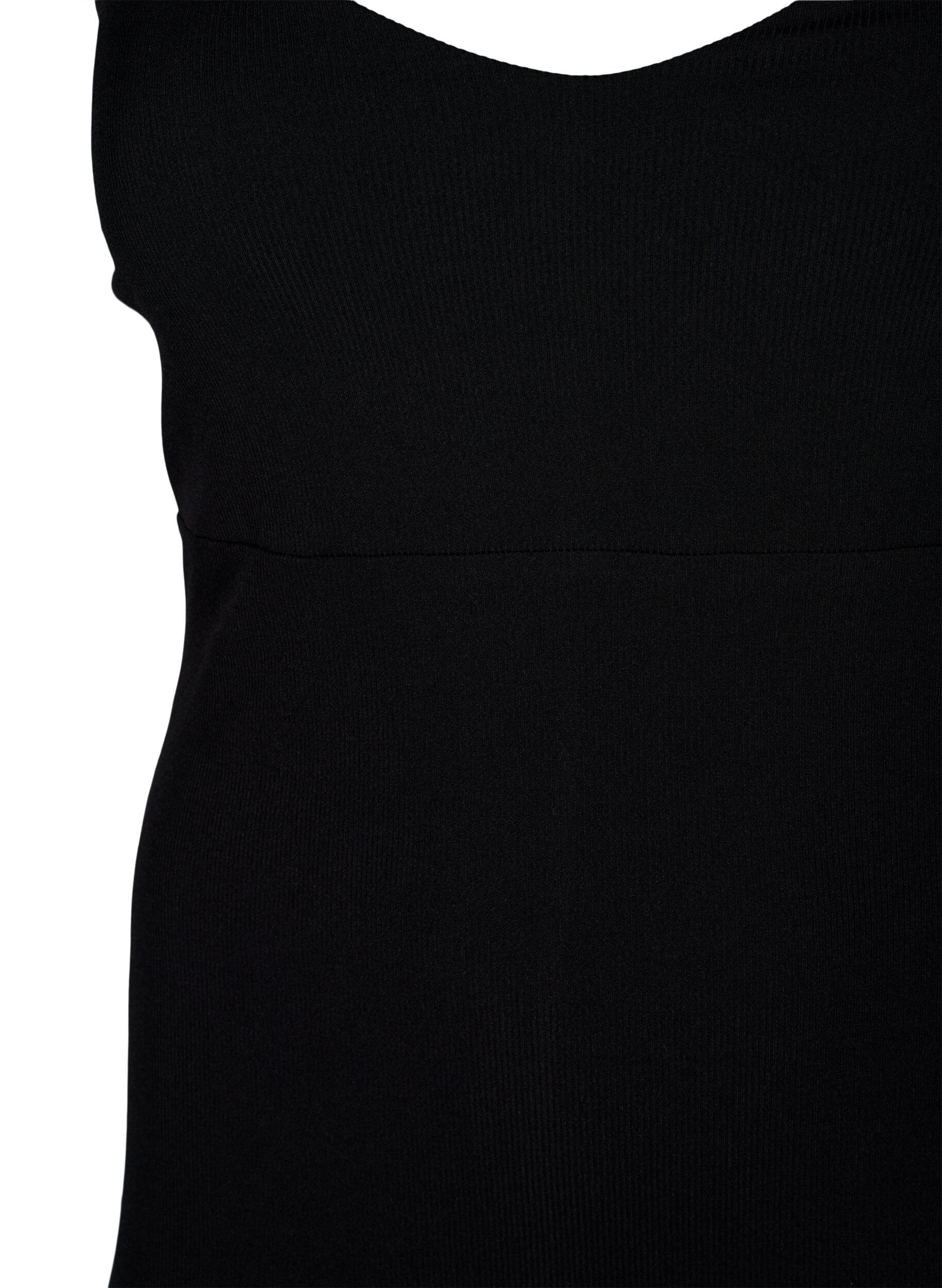 Zizzi Slip jurk in rib, Black, Packshot image number 2