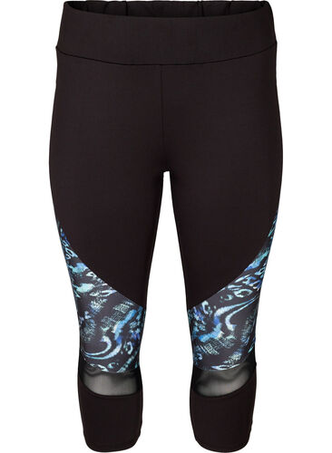 Sportieve capri broek met print en mesh, Flexi Blue, Packshot image number 0